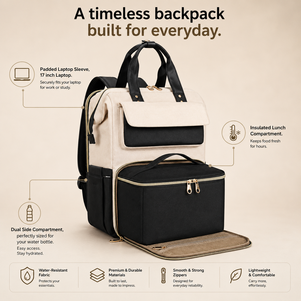 ChicLunch™ Everyday Backpack — One Bag for Work, Lunch & Life